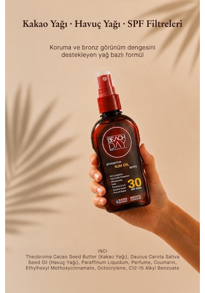 Beach Day SPF 30 Koruyucu Bronzlaştırıcı Güneş Yağı Sprey 150 ML