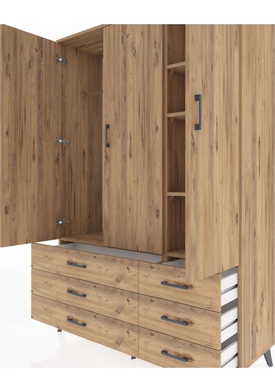Hyperion Dolap 5 Raflı 6 Çekmeceli Tek Askılı 132x44x195 Çam-çam/çam Atlas Çam/atlas Çam Hyperion Dolap 5 Raflı 6 Çekmeceli Tek Askılı 132x44x195 Çam-çam/çam Atlas Çam/atlas Çam