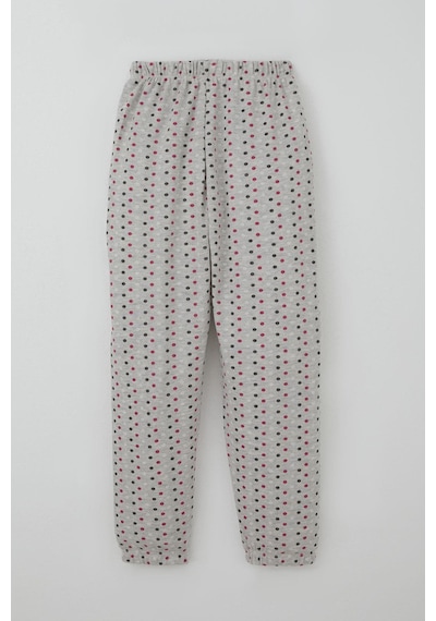 Breeze Kız Çocuk Pijama Takımı Renkli Puantiye Desenli 4-8 Yaş, Açık Gri Melanj Açık Gri Melanj