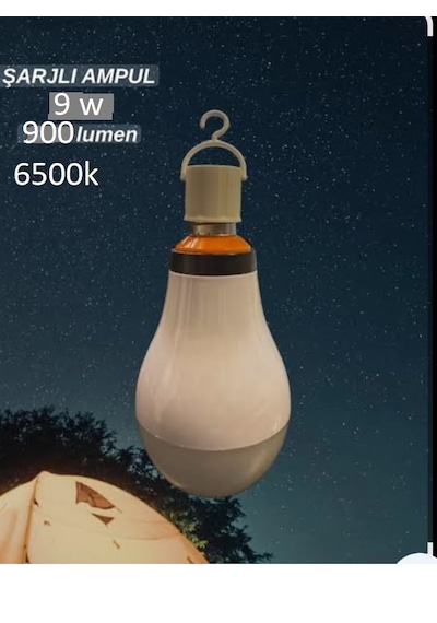 Acil Aydınlatma Şarjlı Led Ampul 9w Beyaz Işık E27 Duy Kes075 Kamp Feneri 6500k 2 Li Paket