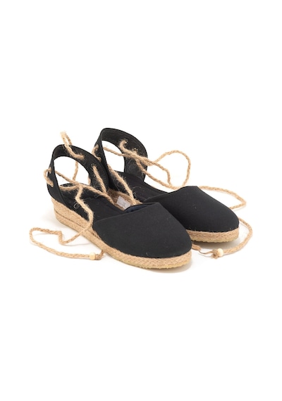 Star Tombis Gerçek Elişi Hasır Jüt Bileğe Bağlı Ipli Günlük Kadın Espadril Handmade Siyah