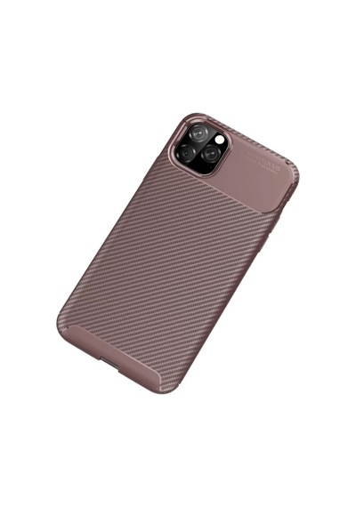 Newface Apple İphone 11 Pro Kılıf Auto Focus Karbon Kapak - Kahverengi