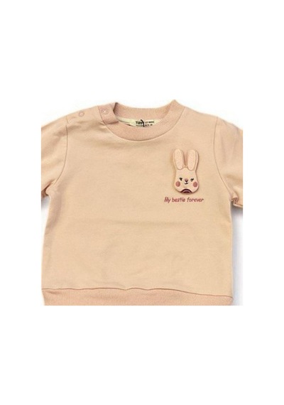 Cantoy Kız Bebek Tavşan Baskılı Sweatshirt-14200 Pudra