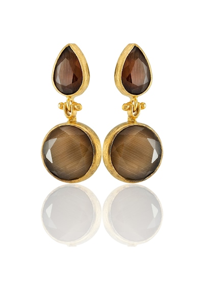 Kadir Jewellery 22 Ayar Altın Kaplama Vintage Küpe -el İşçiliği Ve Hipoalerjenik Küpe Kahverengi 03859635
