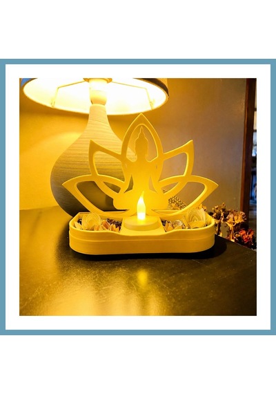 Bezos 3d Baskı Lotus Buda Mumluk - Dekoratif Tealight Mumluk-sarı Mbt06