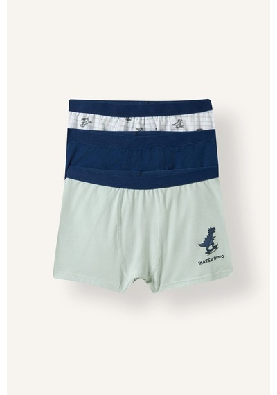 Defacto Dinozor Baskılı Penye 3lü Boxer Erkek Çocuk I4097a826auwt34 Beyaz-wt34