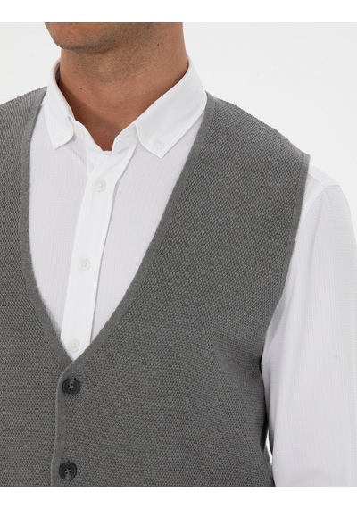 Pierre Cardin Erkek Gri Melanj Yelek Triko 50317313-vr086 Gri Melanj