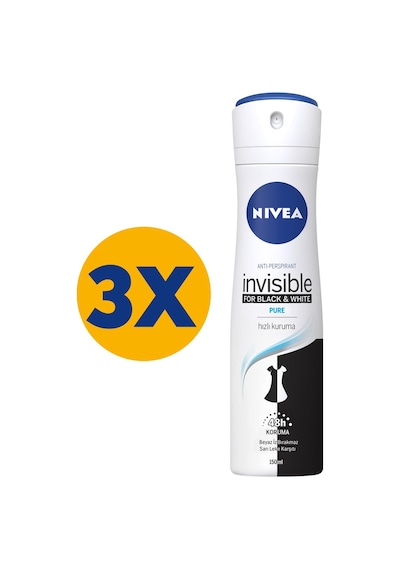 Nivea Invisible Black & Whıte Pure Kadın Sprey Deodorant 3 x 150 ML