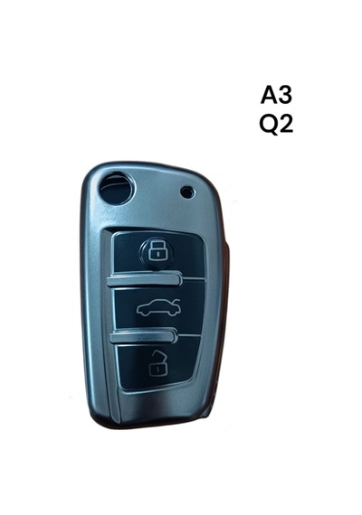 Trobus Anahtar Kumanda Kılıfı Audi A3 Uyumlu Katlanır 3 Buton Gri