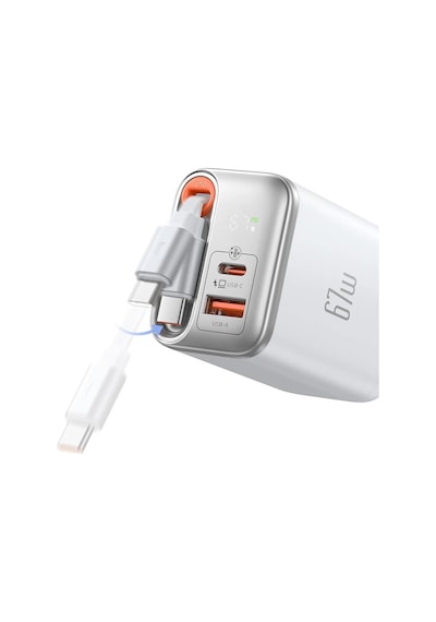 Mcdodo Ch-4103 Freego 67w Gan Hızlı Şarj Cihazı Dahili Kablolu Eu Plug Beyaz
