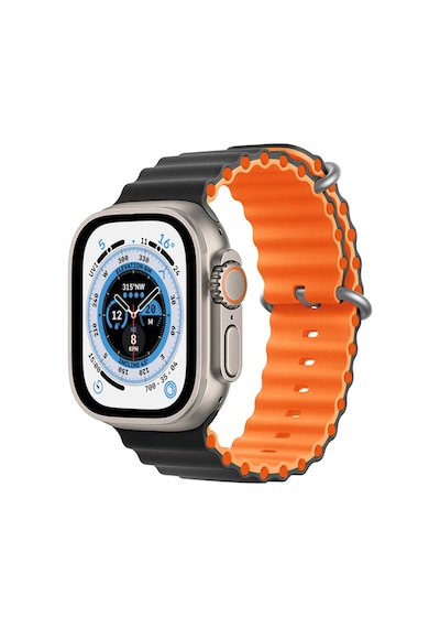 Wozlo Apple Uyumlu  Watch 1 2 3 4 5 6 7 8 Se Ultra Çift Renk 42/44/45/49mm Ocean Loop Kordon - Siyah Turuncu