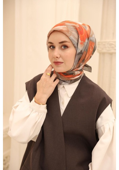 Silk Home Akrilik Desen Olinda İpek Eşarp Gri