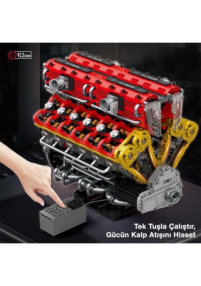 Reobrix 33017 V12 Motor Yaratıcı Yapı Blok Seti Building Blocks V12 Engıne - 4719 Parça