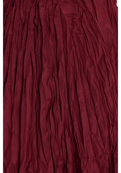 Tudors Kadın Rahat Kesim Beli Lastikli Midi Boy Bordo Bürümcük Etek -50495