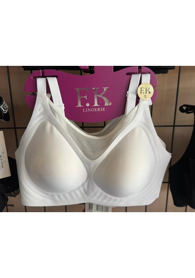 Fk Lingerie Art: 1250 Dikişsiz Lazer Kesim Tül Detaylı Pedli Ve Balensiz Konfor Sütyen BEYAZ