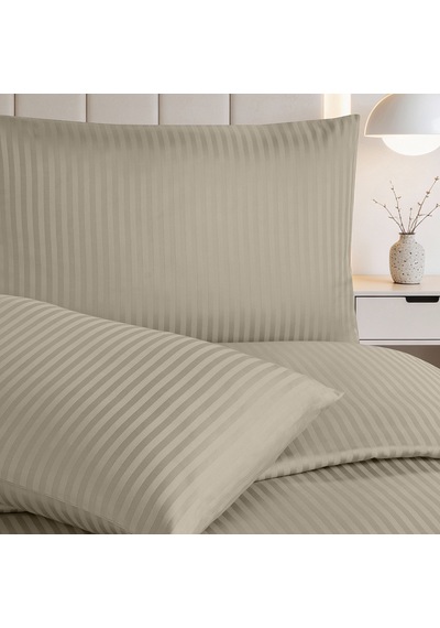 Linestyle King Size Kişilik %100 Pamuk Saten 90 Tel Nevresim Seti Bej 3 Parça
