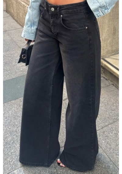 Balenbi Kadın Yüksek Bel Yıkamalı Jean Salaş Kesim Extra Wide Leg Kot Pantolon 1243 Füme W13 Balenbi Kadın Yüksek Bel Yıkamalı Jean Salaş Kesim Extra Wide Leg Kot Pantolon 1243 Füme W13