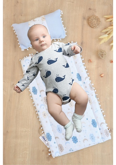 Erkek Bebek Müslin Pike Tabanlı Yastıklı Alt Açma Seti Stl6776