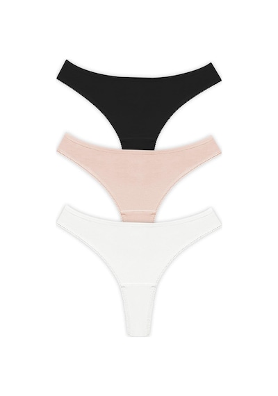 Cottonhill Basic Pamuklu Kadın Tanga 3'lü Paket Külot Renkli-1 Çok Renkli