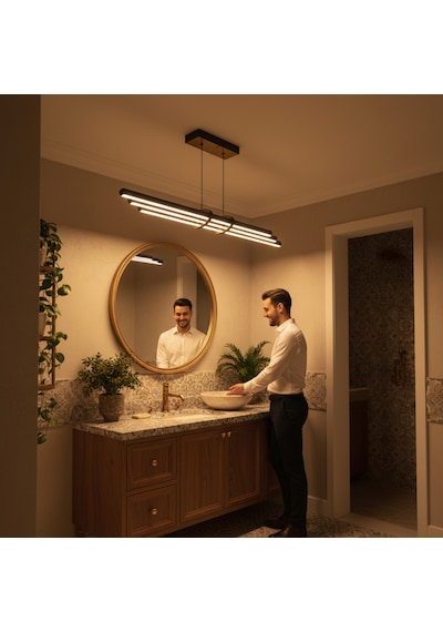 Cosmo Gold Lineer Led Sarkıt Avize Kumandalı Dim Edilebilir Aşağı Işık Sarı Işık