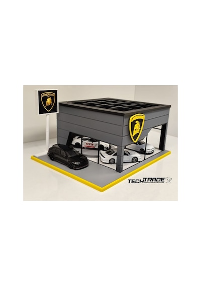 Lamborghini Diecast Showroom Garaj Diorama 1:64 Ölçek