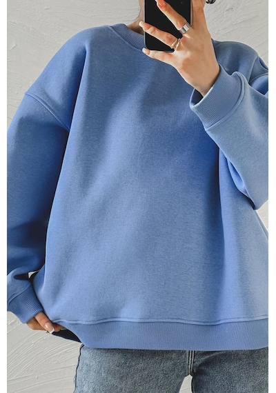 Mavi Bisiklet Yaka Basic Sweatshirt Mg1559 Mavi