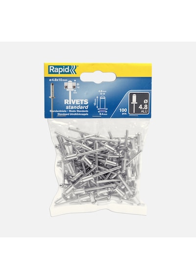 Rapid Perçin 4,8x10 Mm Alu Poşet 100 Adet 5'li Avantaj Paketi Mıchu