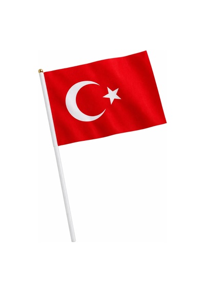 30x45 Cm Plastik Sopalı Alpaka Bez Türk Bayrağı Dayanıklı Kumaş,1 Adet El Bayrağı Tek Ebat