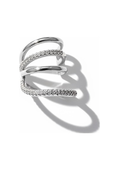 Earcuff Sıkıştırmalı Çelik Kıkırdak Küpe Çoklu Halka Görünümlü Gümüş Renk