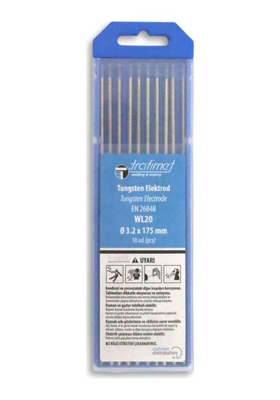 3,2 Mm Wl-20 Gök Mavi Tungsten Elektrot 175 Mm Trafimet Adet Fiyatı