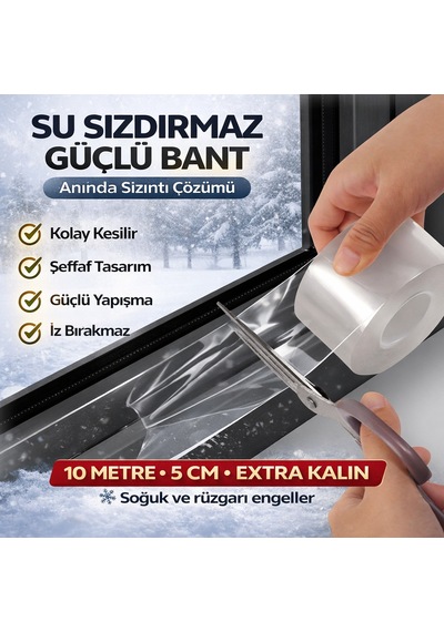Yalıtım Bandı 10m X 5cm Güçlü Yapışkan,su Ve Hava Geçirmez, Kapı & Pencere Soğuk Önleyici Bant