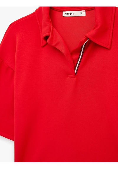 Koton Regular Fit Modal Kumaş Kısa Kollu Polo Yaka Tişört Kırmızı 6sak50239ek