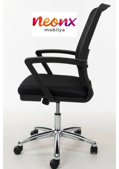 Neonx Gökçe Çalışma Koltuğu Demir Ayaklı Çalışma Sandalyesi Ofis Koltuğu Siyah