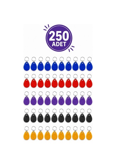 Sarkey Sr-602 H-r Yazılabilir Kopyalanabilir Proximity Anahtarlık 125 Khz Keyfob Karışık Renkler 250 Adet + 1 Adet Rfıd Kopyalama Cihazı Hediyeli