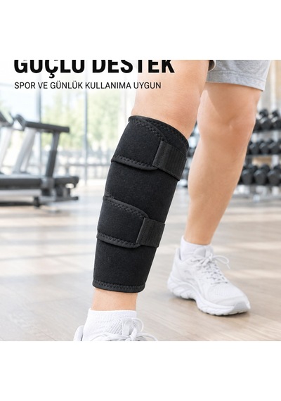 Ayarlanabilir Baldır Desteği Siyah Çift Bantlı Spor Ve Yürüyüş Baldırlığı