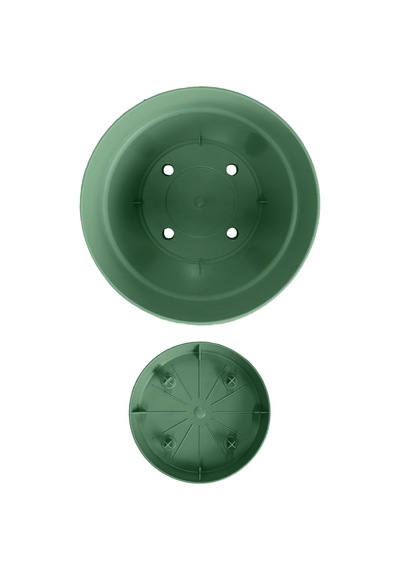 Tabaklı Delikli Plastik Çiçek Saksısı, 13 Cm 1.1 Lt, 1 Adet, Yeşil Diğer