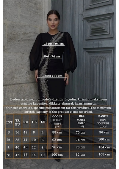 Lodmela Yaka Detaylı Taş Ve İnci Süslemeli Abiye Elbise 2204-saks