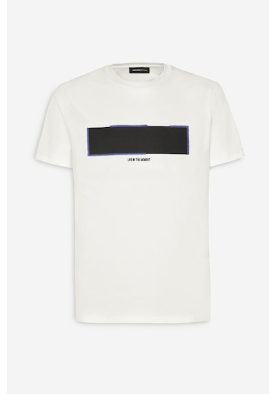 AC&Co / Altınyıldız Classics Erkek Beyaz Slim Fit Dar Kesim Pamuklu Esnek Baskılı Bisiklet Yaka Tişört -  Beyaz