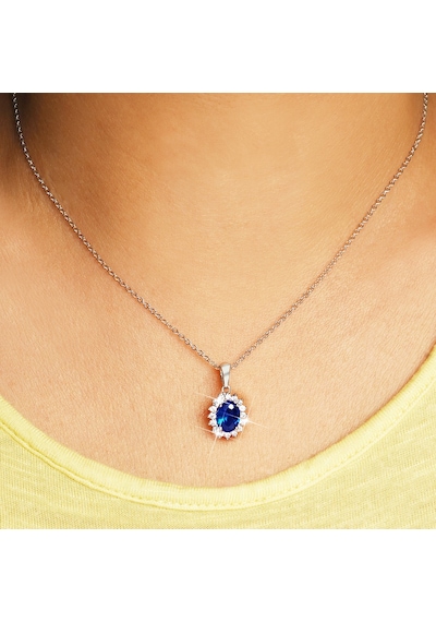 Kuyumcudukkani Safir Renk Klasik Antruaj Yüzük Küpe Kolye Seti-24096-w-blu Beyaz