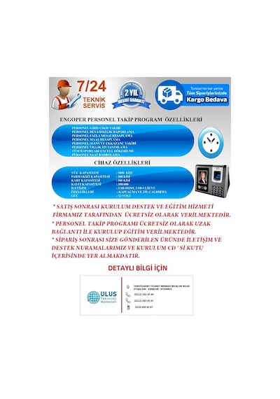 Personel Takip Sistemi Yuz Okuma / Parmak İzi  Kart Kurulum Dahil