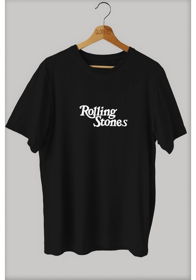 Noıssey -wed Rolling Stones Baskılı Oversize T-shirt Tişört Sokak Tarzı Siyah