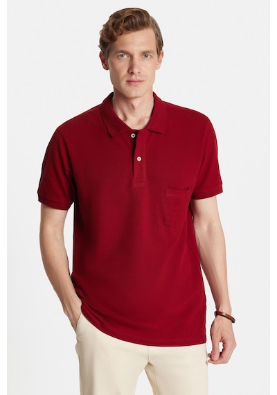 Tudors Erkek Regular Fit Klasik Kesim %100 Pamuk Düz Pike Bordo Polo Yaka Tişört-33781 Bordo