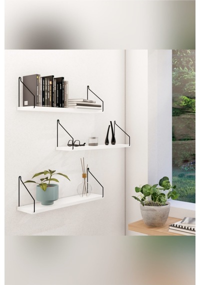 Duvar Rafı Kitaplık Mutfak Banyo Yaşam Alanı 15 X 55 Cm Beyaz