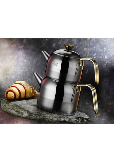 Mira Mini Boy Gold Kulp Çelik Çaydanlık-cy-5866 Gri