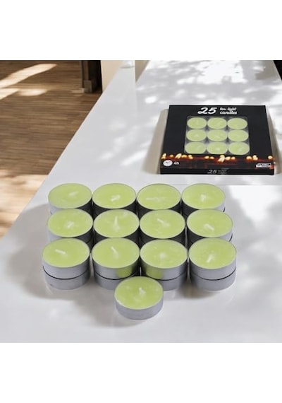 Tealight Mum 25x10 Gr Dekoratif Mumu Kandil Hediyelik Fitilli Mumluk Şamdan Krem Renk Kokusuz Çok Renkli