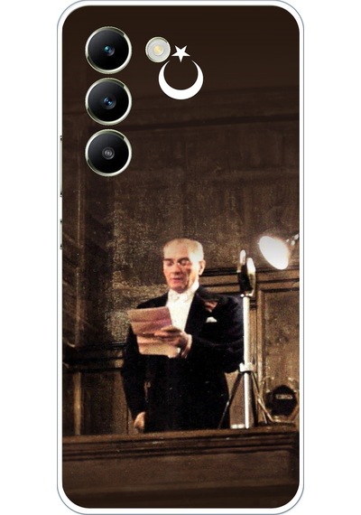 Vivo V30 Lite Uyumlu Atatürk İlk Meclis Konuşması Baskılı Silikon Kılıf Renkli