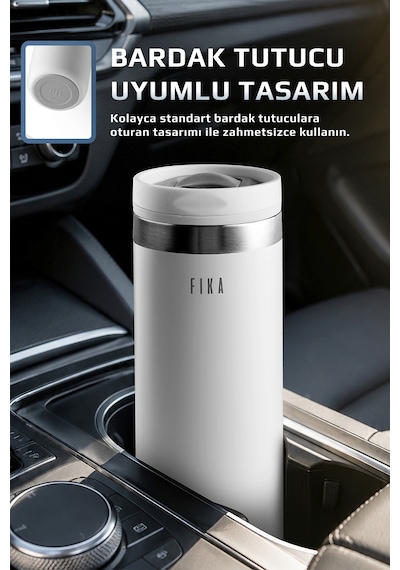 Neoflam Fika Tauko Sızdırmaz Kolay Sökülebilir Temizlenebilir Patentli Kapak Çelik Bardak Termos 470 Ml beyaz