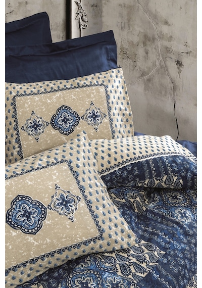 Cotton Box Saten Çift Kişilik Nevresim Takımı Stasya Lacivert