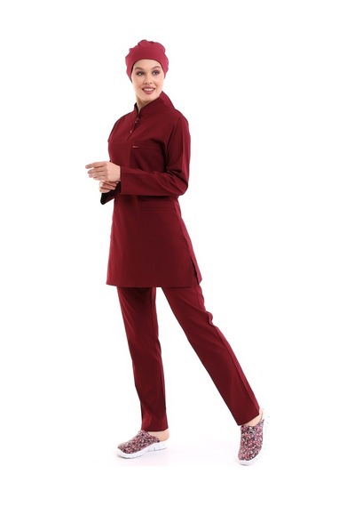 Soft Likralı Tesettür Forma Takım İki Çıtçıt - 6407 Bordo Soft-6119