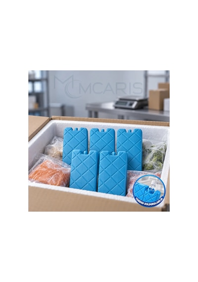 5'li Doldurulabilir Buz Aküsü Seti - Dondurucu Buz Kasedi Ice Box Soğutucu Blok Mavi Beyaz
